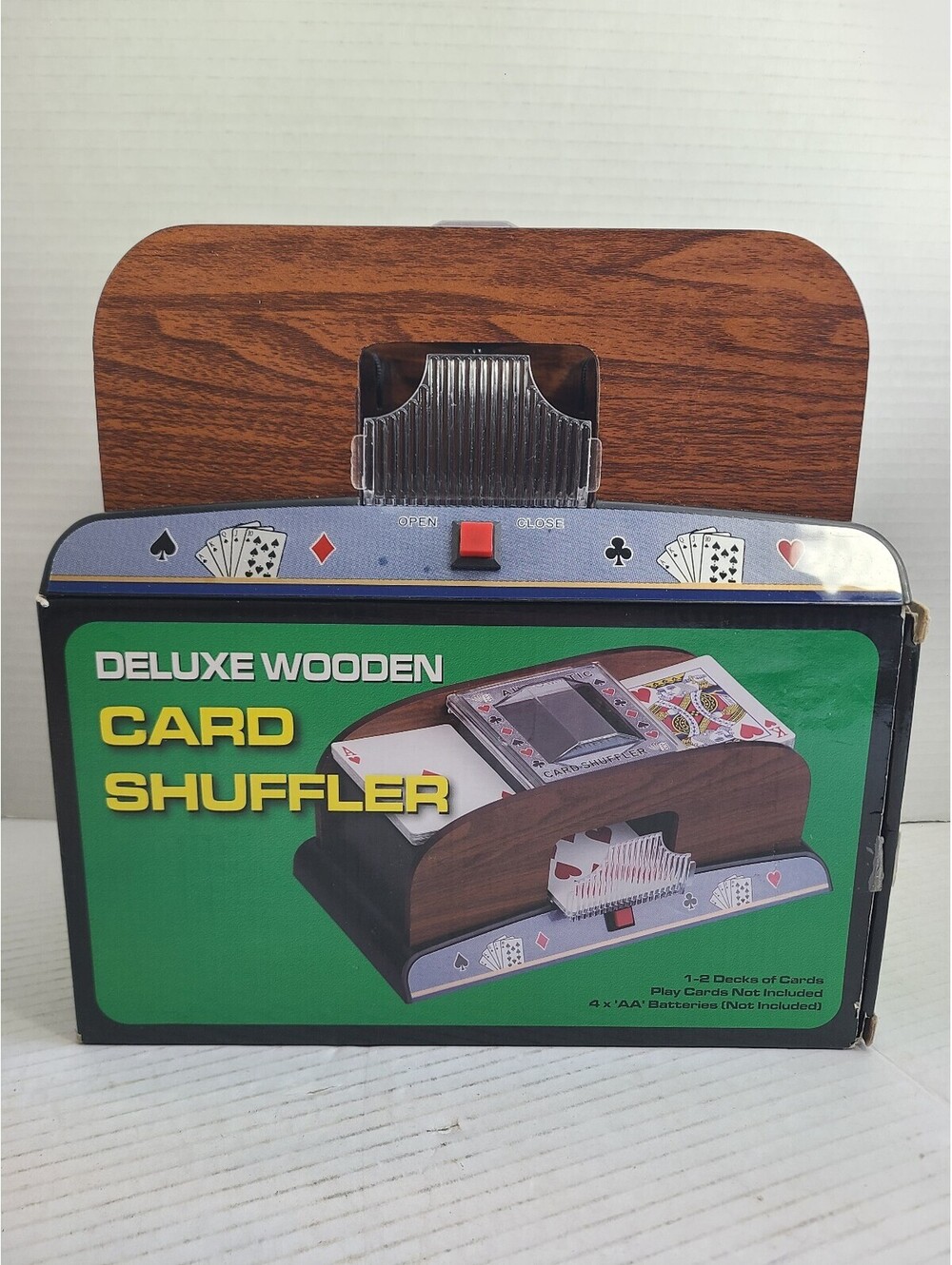 Deluxe Wooden Card Shuffler 1-2 Decks of Cards EUC